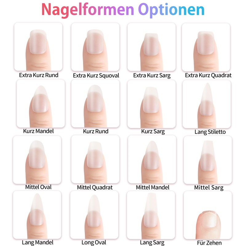 Sun&Beam Nails Artificial Nail Tips, Full Cover Clear Acrylic for