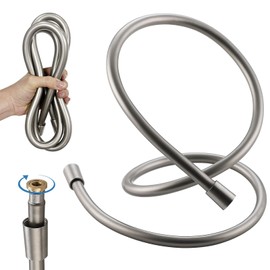 TRIPHIL Kink-free Silicone Extra Long Flexible Shower Head Hose Replacement, Premium Anti-Explosion RV Shower Hose with Brass Insert and Nut, Brushed Nickel