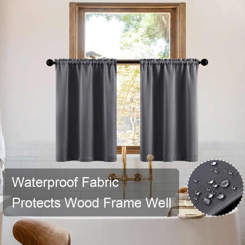 XTMYI Small Bathroom Window Curtain Waterproof Short Blackout Curtains for