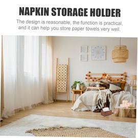 WOONEKY Rectangular Tissue Box Holder for Desktop Simple Design for Home Office and Car Easy Access Tissue Storage Organizer Smooth No Burrs Walnut