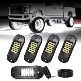icicar 4 Pods 6500k White Rock Lights, IP68 Waterproof 36 LEDs SMD Chips Underglow Kit for Truck Pickup SUV UTV ATV RZR Car Boats