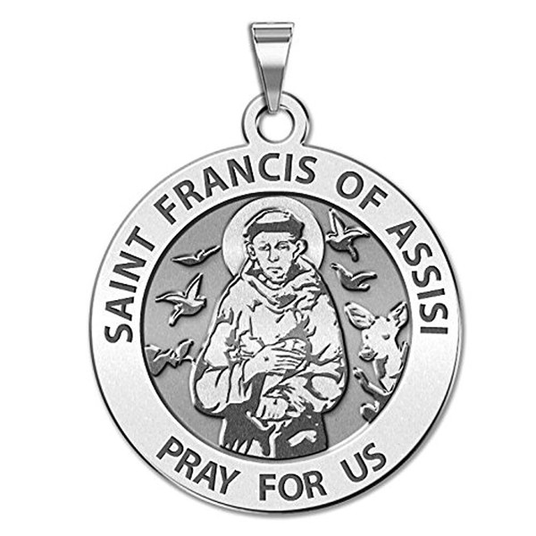 PicturesOnGold.com St Francis of Assisi Medal Sterling Silver Religious Pendant