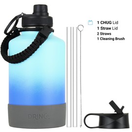 DRINCO Stainless Steel Water Bottle Spout Lid Vacuum Insulated Double Wall Water Bottle(64oz 40oz 32oz 22oz 18oz 14oz) Leak Proof Keep Cold Sport Camping Hiking (64 oz, 64oz Morning Sky Blue)
