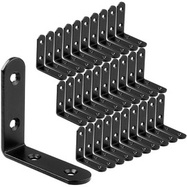 LISHINE 30 Pcs 2.5''x 2.5'' L Brackets Corner Bracket for Wood Small Black Corner Brace Joint Iron Right Angle Bracket Corner Fastener for Wood Furniture Bedframe Cabinet Drawer Chair, Thickness 3MM