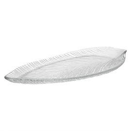 Restaurantware Vetri 17 x 7.9 x 1.3 Inch Glass Serving Dish 1 Durable Unique Serving Dish - Leaf Design Dishwashable Clear Glass Dinnerware For Hot & Cold Foods
