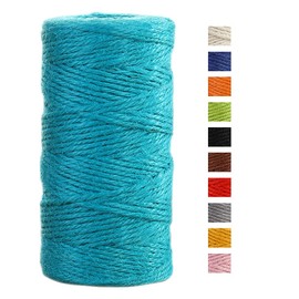 JeogYong Jute Twine String 2mm x 100m Natural Coloured Jute String 3-ply Garden Twine Kitchen Cord Thick Jute Rope for Decoration Floristry, DIY Arts & Crafts, Bundling, Wrapping Gifts (Lake blue)