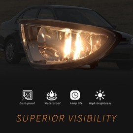 Shocklight Fog Lights for 2004 2005 Honda Civic 2/4DR (EM2/ES1/ES2) Driving Bumper Fog Lamps with Wiring Harness& Switch Clear Lens Light Kit