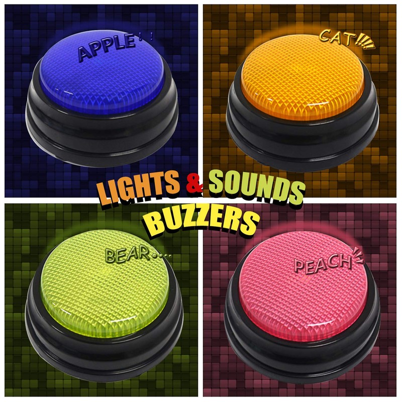 Recordable Talking Button with Led Function Learning Resources Buzzers Pink