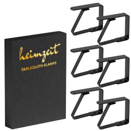 heimzeit Tablecloth Clips Made of High-Quality Stainless Steel [Pack of 6, 6.5 cm] Colour: Black, Tablecloth Holder for Outdoor and Indoor Use, Table Cloth Clips for Tables with Max. Plate Thickness