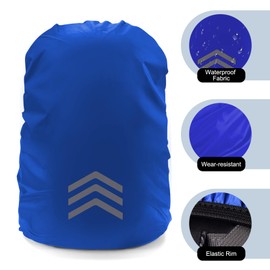 Yoolly Waterproof Backpack Rain Cover, Reflective Backpack Cover, Foldable Ultralight Dust and Rain Cover Rucksack for Outdoor, Hiking, Riding, Camping, Traveling (Blue, M: 30-40L)
