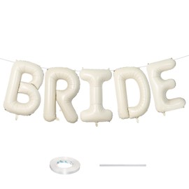 40 Inch Beige BRIDE Balloons Bachelorette for Bridal Shower, Cream White Sand Bride Mylar Foil Banner Letter Sign, Bridal Balloon Banner for Wedding Engagement Bride To Be Party Favors Decorations
