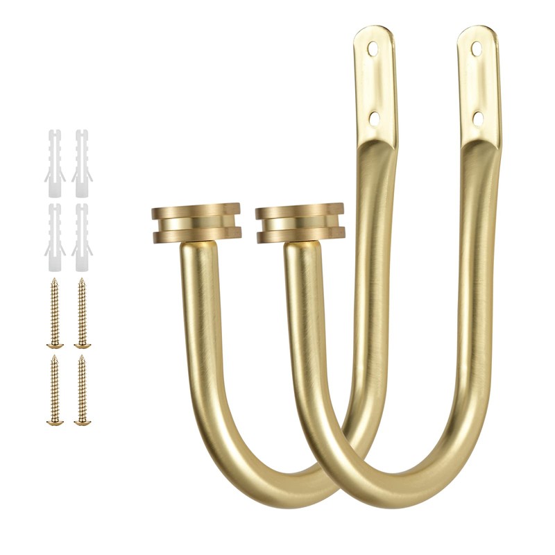 Curtain Holders, 2 Pack Brass Decorative Curtain Holdbacks for Wall