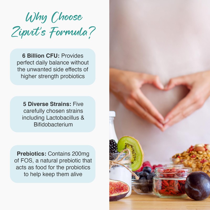 Zipvit Probiotics 6 Billion CFU with Prebiotic, Includes Lactobacillus &