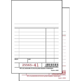 SIGEL Expres 40920 Kassablok, wit, nummeriert, Blaupapier - holländischer Kassenblock 10x16 cm, 10 Stück á 2x50 Blatt