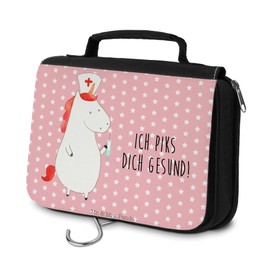 Mr. & Mrs. Panda Unicorn Nurse Toiletry Bag, red, Hand Drawn
