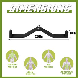 AWNOM LAT Pulldown Attachment,Back Tricep Bar Strength Training, LAT Pull Down Bar,T Bar V Bar Cable Attachments for Home Gym(32.6 Inch)