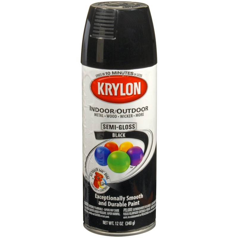 Krylon K05160307 ColorMaster Paint + Primer, Semi-Gloss, Black, 12 oz.