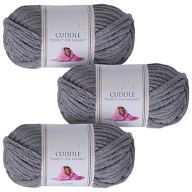 Utopia Crafts Cuddle Super Chunky Chenille Soft Yarn for Knitting and Crochet 3X 100g (Medium Grey)