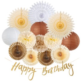 EASY JOY Birthday Decoration - Birthday Decoration Reusable Party Decoration Cream Colours Happy Birthday Garland Birthday Decoration Women Happy Birthday Garland Bunting Birthday Honeycomb Balls