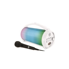 Lexibook, iParty, Portable Bluetooth Light Speaker with Microphone, Stereo, Light Effects, Karaoke, Wireless, USB, SD Card, Rechargeable Battery, White, BTP585Z