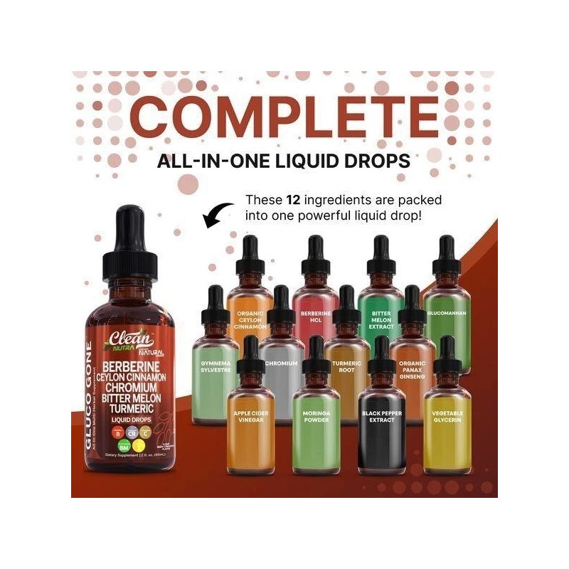 Clean Nutra Berberine with Ceylon Cinnamon Supplement Liquid Drops