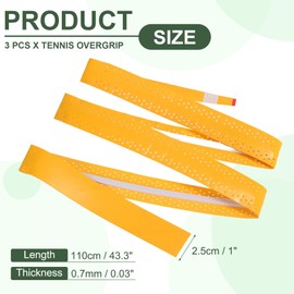 PATIKIL Tennis Racket Grip Tape, 3 Pack PU Racquet Overgrip with Damping Ridges Anti-Slip Absorbent Perforated Handle Grip for Badminton Pickleball Fishing Rod, Yellow