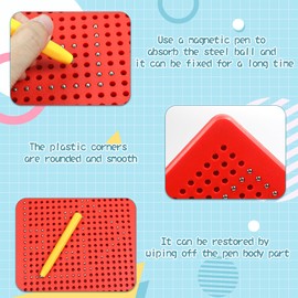 AIVORO Pack of 2 Magnetic Drawing Boards: Magnetic Board Children - Small Magnetic Steel Ball Drawing Board with Pen, Magnetic Toy Travel Activity for Children from 3 Years (Red, Blue)