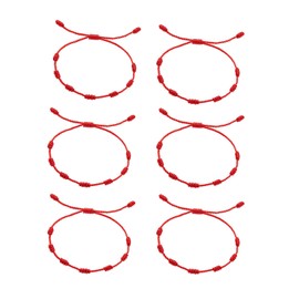 JFGDVW 6 PCS Red String Bracelets, 7 Knot Red Cord Bracelet, Hand-woven adjustable, for Women, Men, Girls, Boys, Family