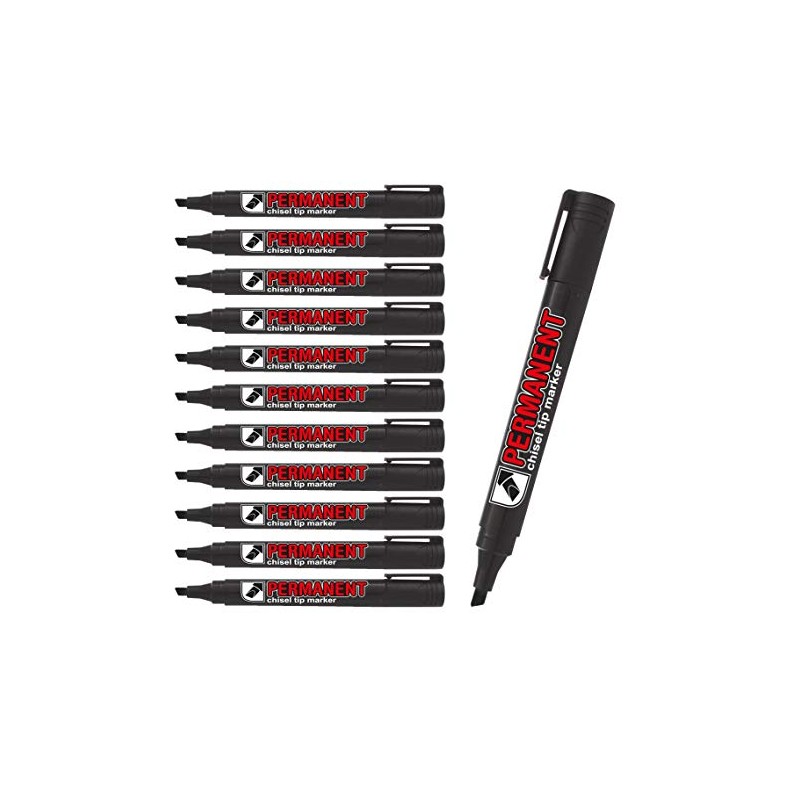 CROWN Permanent Markers Chisel Tip Markers - Pack Of 12