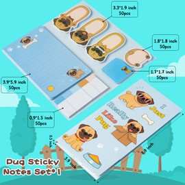 A1DIEE 500 Sheets Dog Sticky Notes Set I Just Really Like Pug Bundle Writing Memo Pads Cartoon Pug Self-Stick Notes Pads Page Marker Back to School Gifts for Teacher Studen