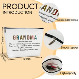 HUQIL Grandma Definition Makeup Bag for Women, Grandma Gifts Appreciation Gifts for Women Grandmother Gigi Mimi Nana Grandma Birthday Gift Travel Toiletry Cosmetic Bag, Zipper Organizer Pouch -FS370