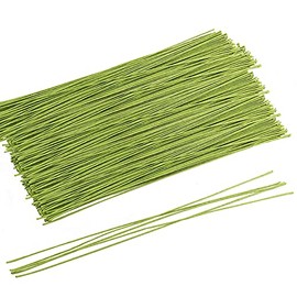 FUNSUEI 500 PCS 15.5 Inches 14 Gauge Floral Stem Wire, Green Floral Wire, Flexible Floral Paper Wrapped Wire for Flower Making, DIY Floral Arrangements and Decorations