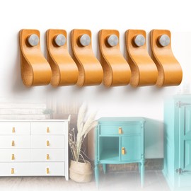 LA CHUECA POLO Leather Handle for Living Room Drawer Vintage Minimalist Argentine Leather (Pack of 6) (Small, Sole)