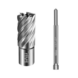SALI Annular Cutter Diameter 13/16 Inch with Weldon Shank 3/4"(with 2 Flats) Cutting Depth 1" Mag Drill Bit for Magnetic Drill Press HSS Fully Ground Drill with One 1/4"*3" Pilot Pin