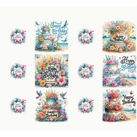 Syntego 6pcs DIY Happy Birthday Diamond Painting Greeting Card Kit for Adults