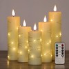 OWLBAY Set of 5 Flickering Flameless Candles with Embedded String
