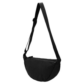 Fjquamitix Corduroy Crescent Crossbody Bag for Women Men Fanny Pack Crossbody Bag Dumpling Lightweight Travel Sling Bag (Black)