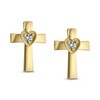 Tiny Minimalist Religious Christian Catholic CZ Real 14K Gold Screw