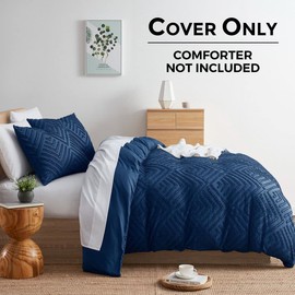 Nestl Boho Duvet Cover King Size – Boho Bedding King Duvet Cover Set, 3 Piece Tufted Navy Duvet Cover King with Zipper Closure, 1 King Size Duvet Cover Set 104x90 Inches and 2 Pillow Shams