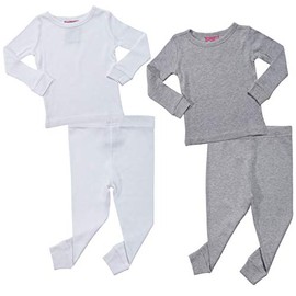 Sweet & Sassy Infant & Toddler Girls' 4-Piece Thermal Underwear Set (2 Full Sets), Size 24 Months, Grey/White