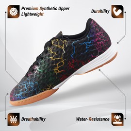 Vizari Zodiac Junior Indoor Soccer Shoes | Synthetic Indoor Football Shoes with Rubber Sole | Durable and Machine Washable for Youth | Ideal for Indoor Soccer and Futsal Black