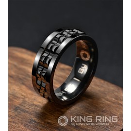 King Ring 8mm Gear Spinner Ring – Ultra Polished Fidget Ring for Men & Women Stainless Steel Ring K12 – Black 12
