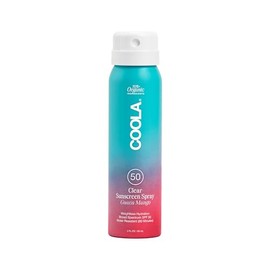 COOLA Organic Sunscreen SPF 50 Sunblock Spray, Dermatologist Tested Skin Care for Daily Protection, Vegan and Gluten Free, Guava Mango, Travel Size, 2 Fl Oz