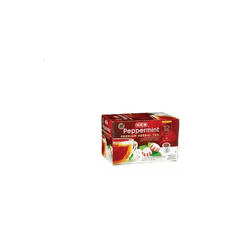 H.E.B Premium Herbal Tea Peppermint 12 Single Cups(compatible with Keurig
