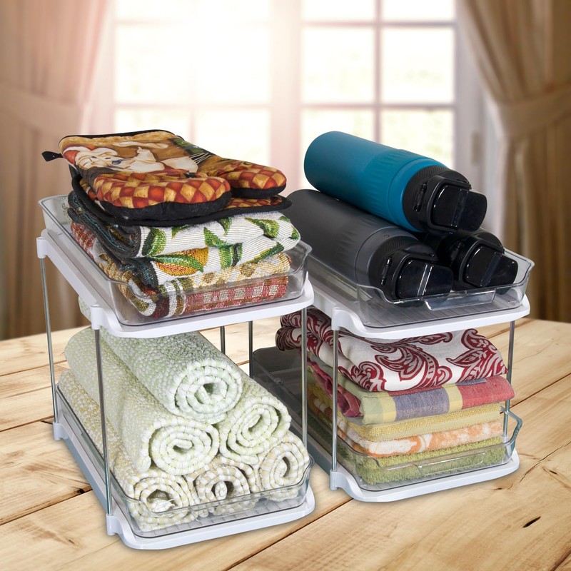 TOPITOP 2 Pack of 2 Tier Under Sink Storage Organizer