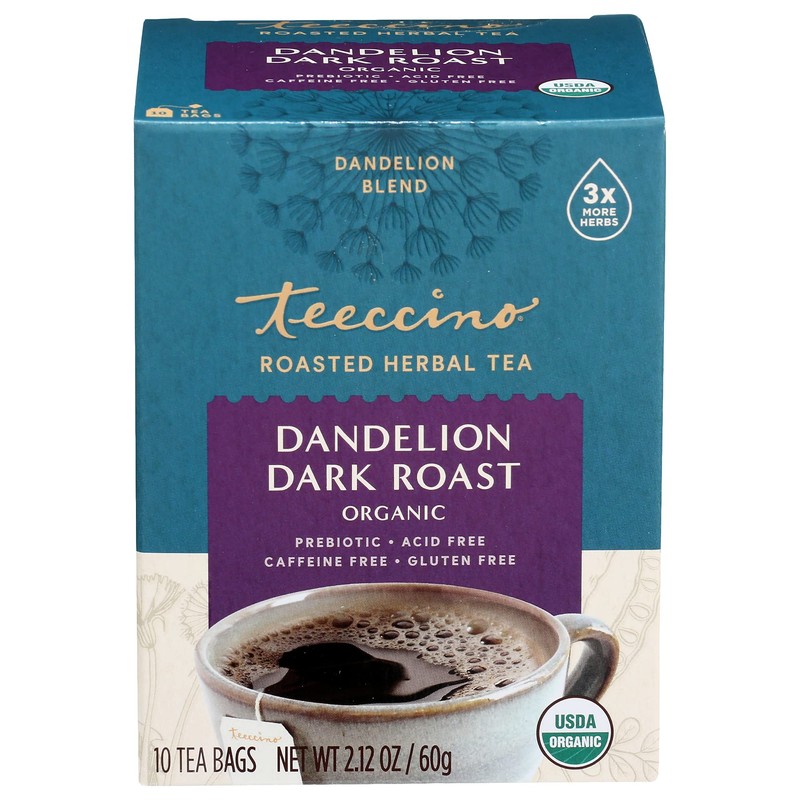 Teeccino Dark Roast Dandelion Tea - Rich & Roasted Herbal