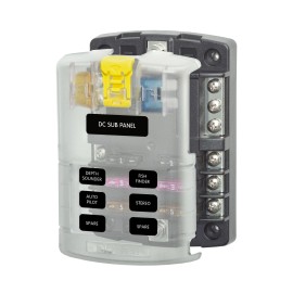 Blue Sea Systems 5025 6-Circuit ST Blade Fuse Block with Ground & Cover 100A