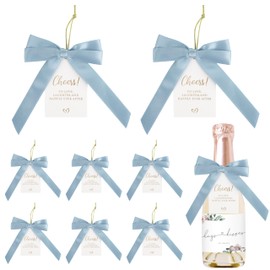 AIMUDI Dusty Blue Satin Ribbon Bows 3.5'' Bows for Gift Wrapping Premade Satin Bow with Card Pretied Bows for Wine Bottles Treats DIY Crafts Wedding Bridal Baby Shower Birthday Holiday Decor, 24 PCs