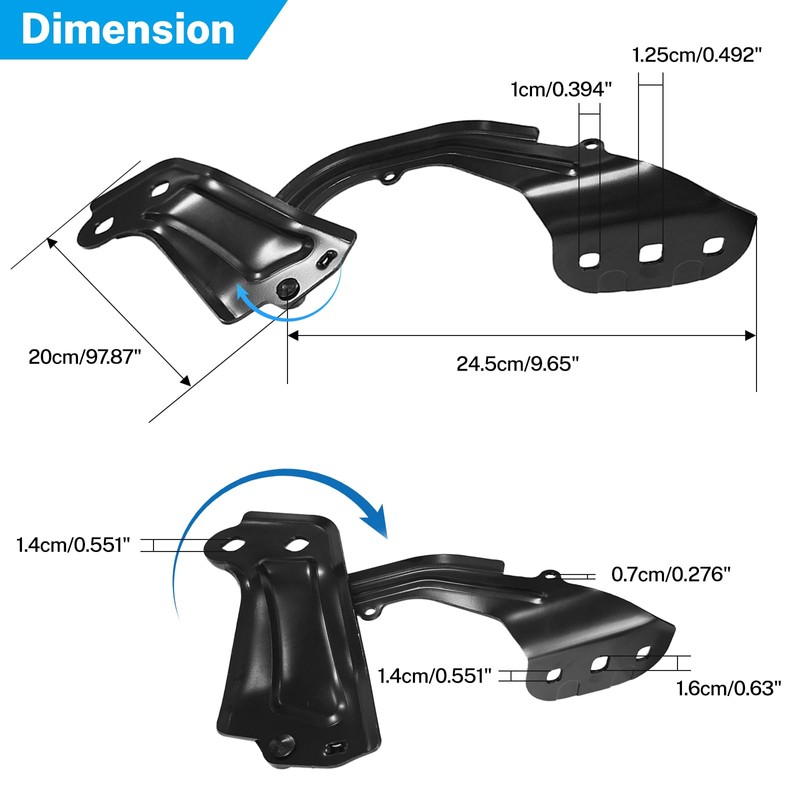 XUKEY 2pcs Hood Hinge Set for Ford Focus 2012-2018,Ford Escape
