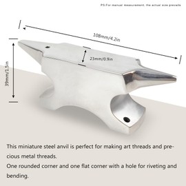 INDIVSHOW 4.2" Double Steel Horn Anvil,Solid Steel,Metal Stamping Kit for Bending, Embossing,Flattening Metal Jewelry Making Tools